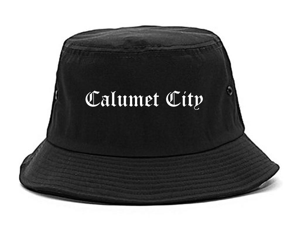 Calumet City Illinois IL Old English Mens Bucket Hat Black