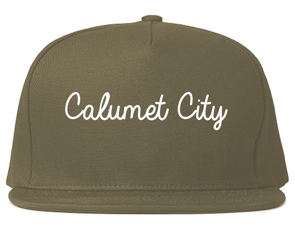 Calumet City Illinois IL Script Mens Snapback Hat Grey
