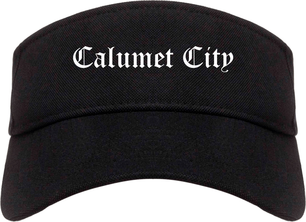 Calumet City Illinois IL Old English Mens Visor Cap Hat Black