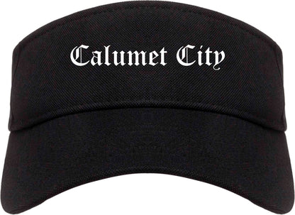 Calumet City Illinois IL Old English Mens Visor Cap Hat Black