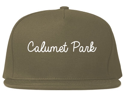 Calumet Park Illinois IL Script Mens Snapback Hat Grey