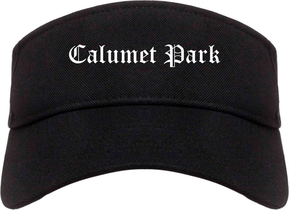 Calumet Park Illinois IL Old English Mens Visor Cap Hat Black