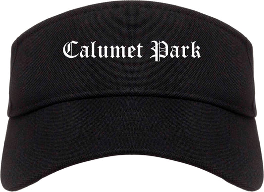 Calumet Park Illinois IL Old English Mens Visor Cap Hat Black
