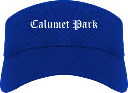 Calumet Park Illinois IL Old English Mens Visor Cap Hat Royal Blue