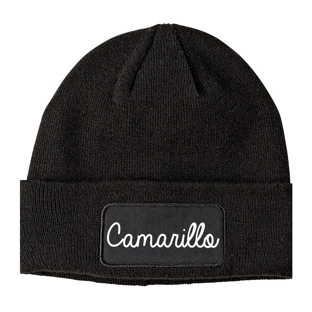 Camarillo California CA Script Mens Knit Beanie Hat Cap Black