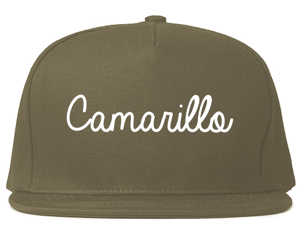 Camarillo California CA Script Mens Snapback Hat Grey