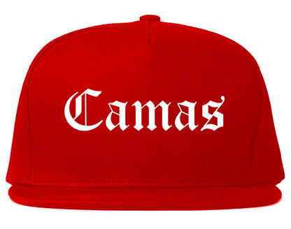 Camas Washington WA Old English Mens Snapback Hat Red