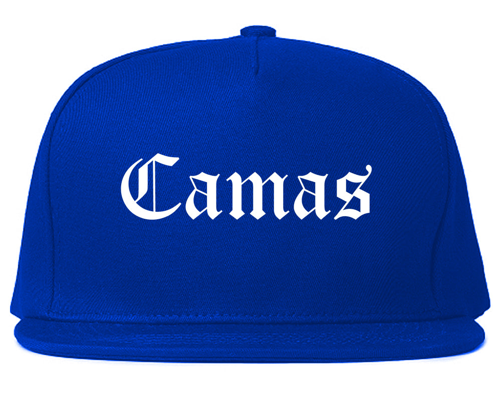 Camas Washington WA Old English Mens Snapback Hat Royal Blue