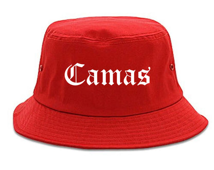 Camas Washington WA Old English Mens Bucket Hat Red