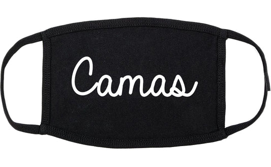 Camas Washington WA Script Cotton Face Mask Black
