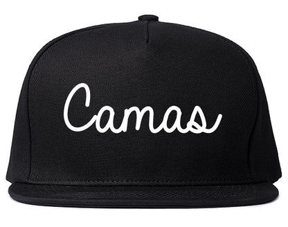 Camas Washington WA Script Mens Snapback Hat Black