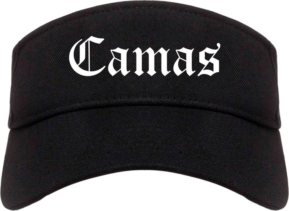 Camas Washington WA Old English Mens Visor Cap Hat Black