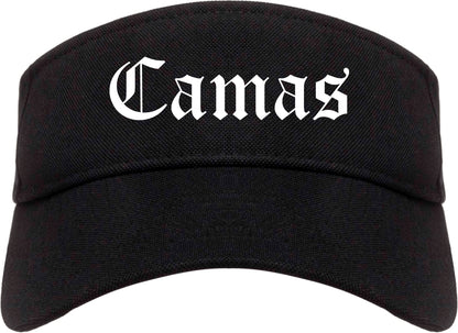 Camas Washington WA Old English Mens Visor Cap Hat Black