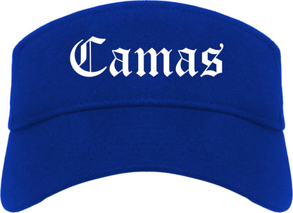 Camas Washington WA Old English Mens Visor Cap Hat Royal Blue