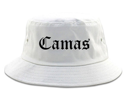 Camas Washington WA Old English Mens Bucket Hat White