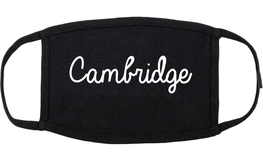 Cambridge Massachusetts MA Script Cotton Face Mask Black