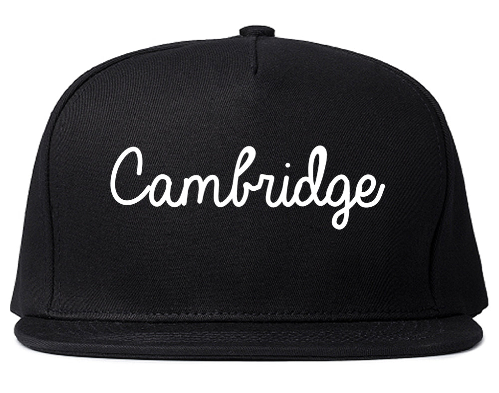 Cambridge Massachusetts MA Script Mens Snapback Hat Black