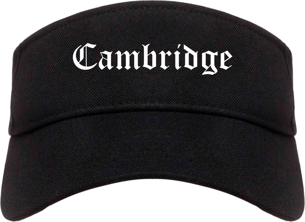 Cambridge Massachusetts MA Old English Mens Visor Cap Hat Black