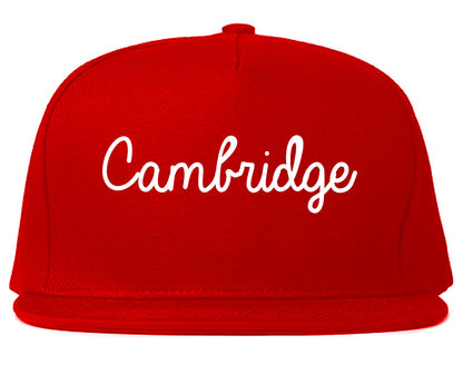 Cambridge Ohio OH Script Mens Snapback Hat Red