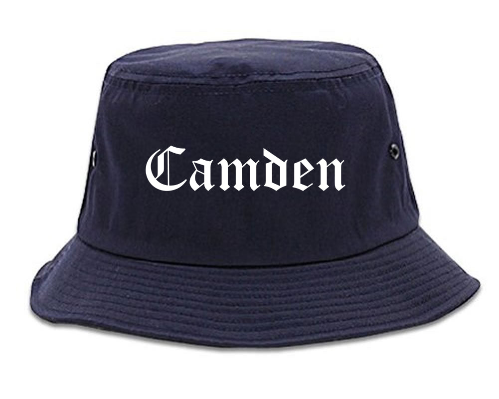 Camden Arkansas AR Old English Mens Bucket Hat Navy Blue