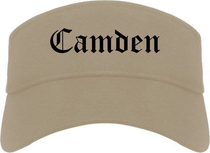 Camden Arkansas AR Old English Mens Visor Cap Hat Khaki