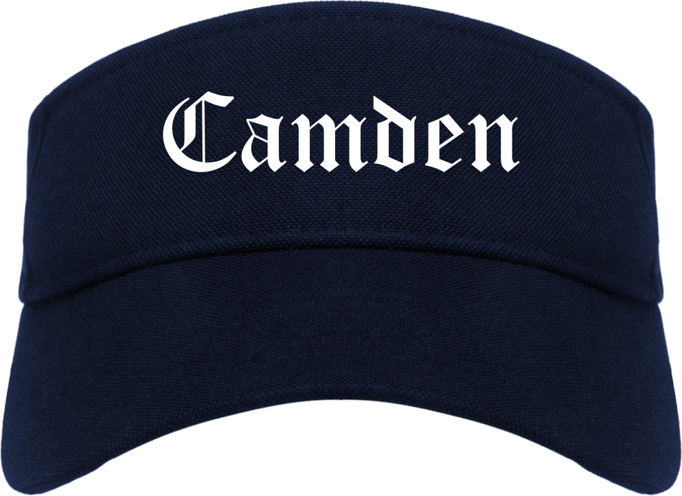 Camden Arkansas AR Old English Mens Visor Cap Hat Navy Blue