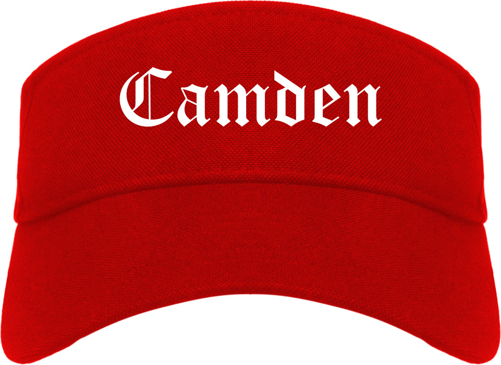 Camden Arkansas AR Old English Mens Visor Cap Hat Red
