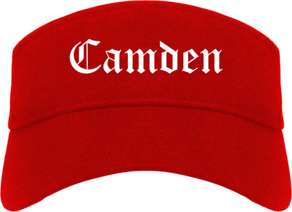 Camden Arkansas AR Old English Mens Visor Cap Hat Red