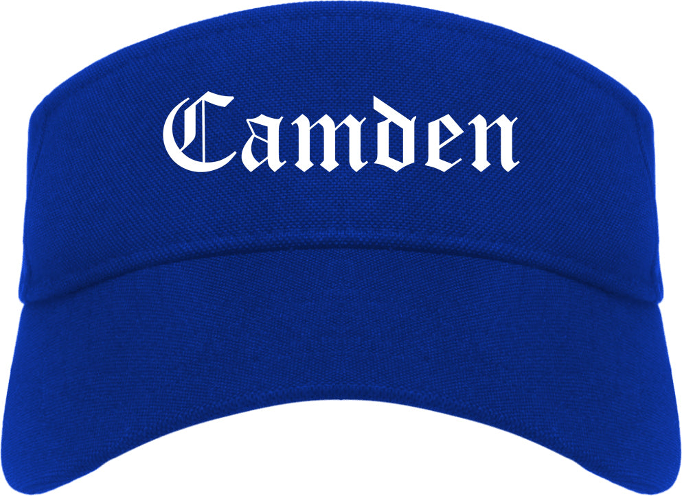 Camden Arkansas AR Old English Mens Visor Cap Hat Royal Blue