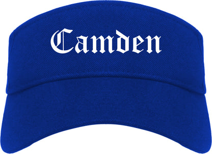 Camden Arkansas AR Old English Mens Visor Cap Hat Royal Blue