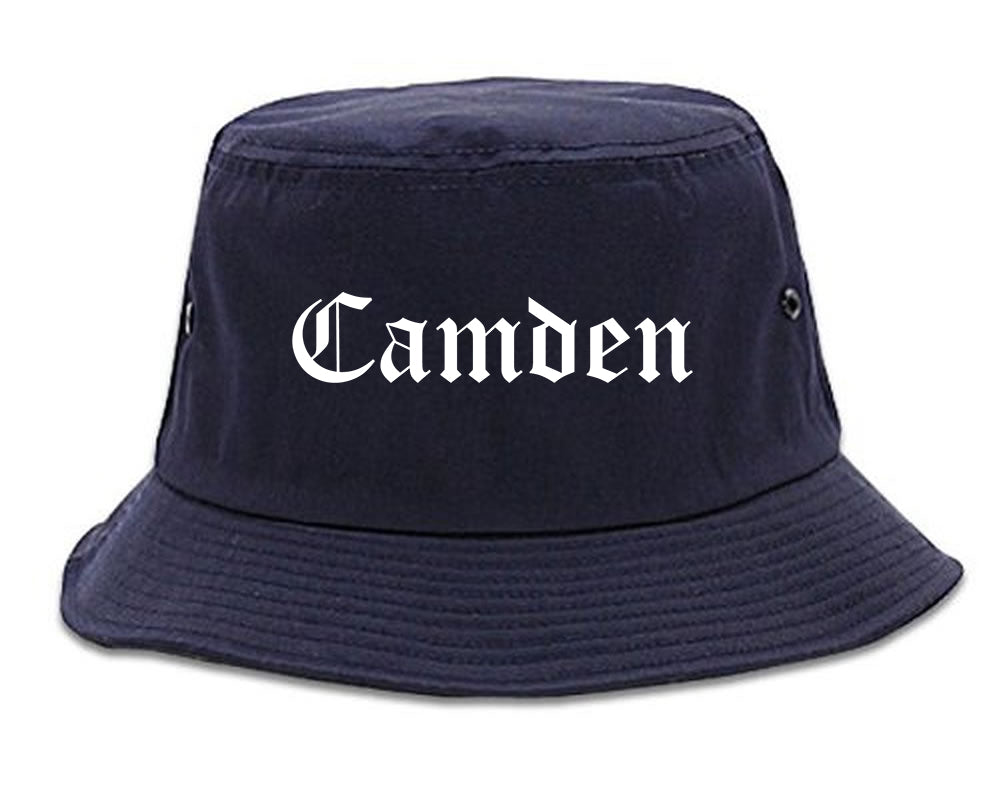 Camden New Jersey NJ Old English Mens Bucket Hat Navy Blue