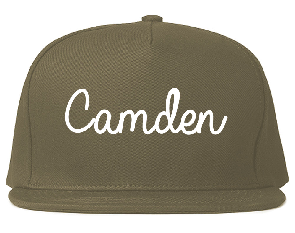 Camden New Jersey NJ Script Mens Snapback Hat Grey