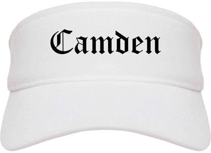 Camden New Jersey NJ Old English Mens Visor Cap Hat White