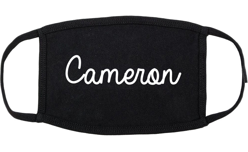 Cameron Texas TX Script Cotton Face Mask Black