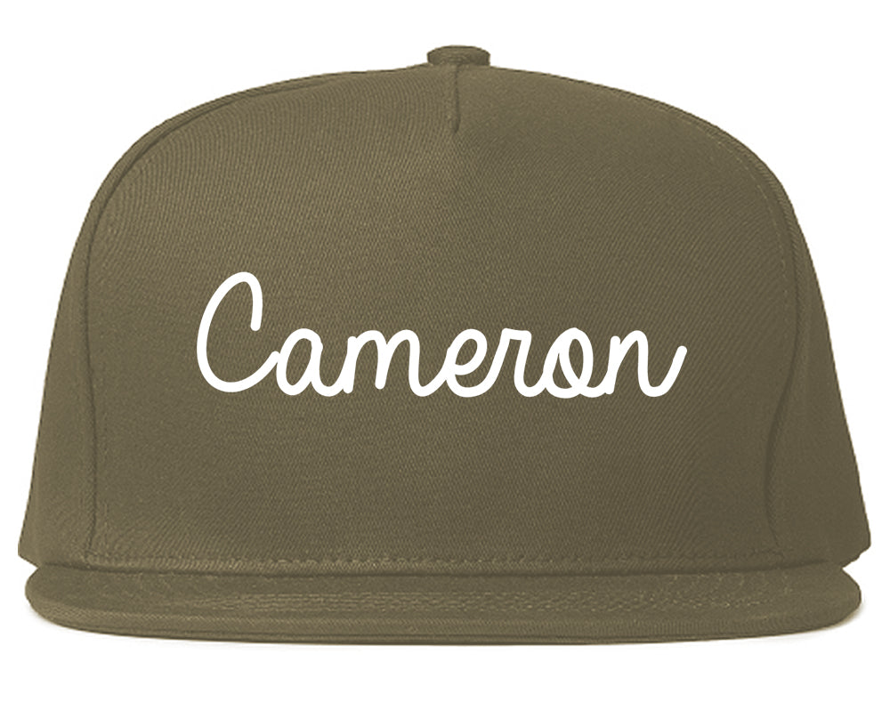 Cameron Texas TX Script Mens Snapback Hat Grey