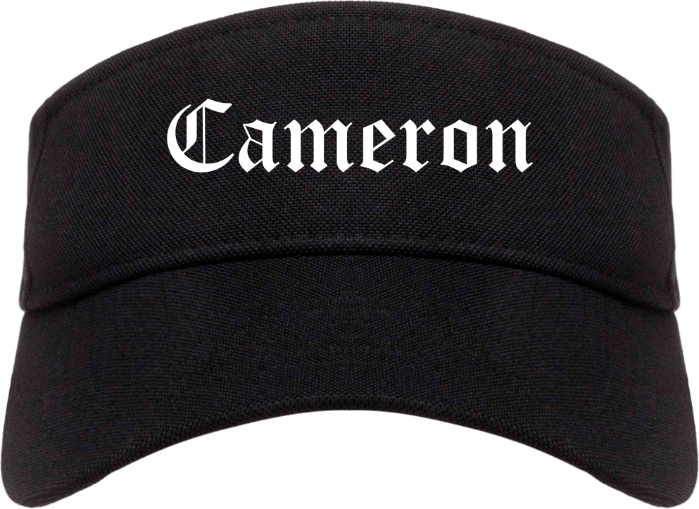 Cameron Texas TX Old English Mens Visor Cap Hat Black