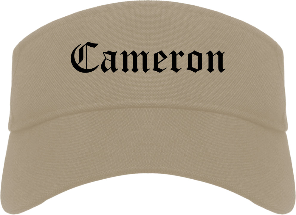 Cameron Texas TX Old English Mens Visor Cap Hat Khaki