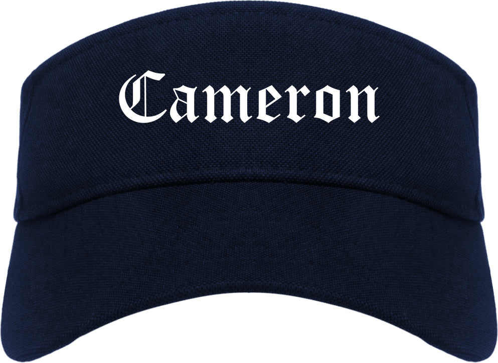 Cameron Texas TX Old English Mens Visor Cap Hat Navy Blue