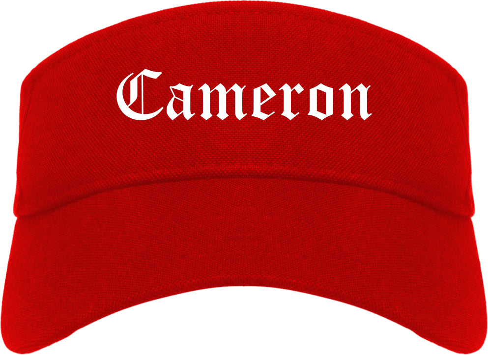 Cameron Texas TX Old English Mens Visor Cap Hat Red