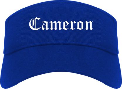 Cameron Texas TX Old English Mens Visor Cap Hat Royal Blue