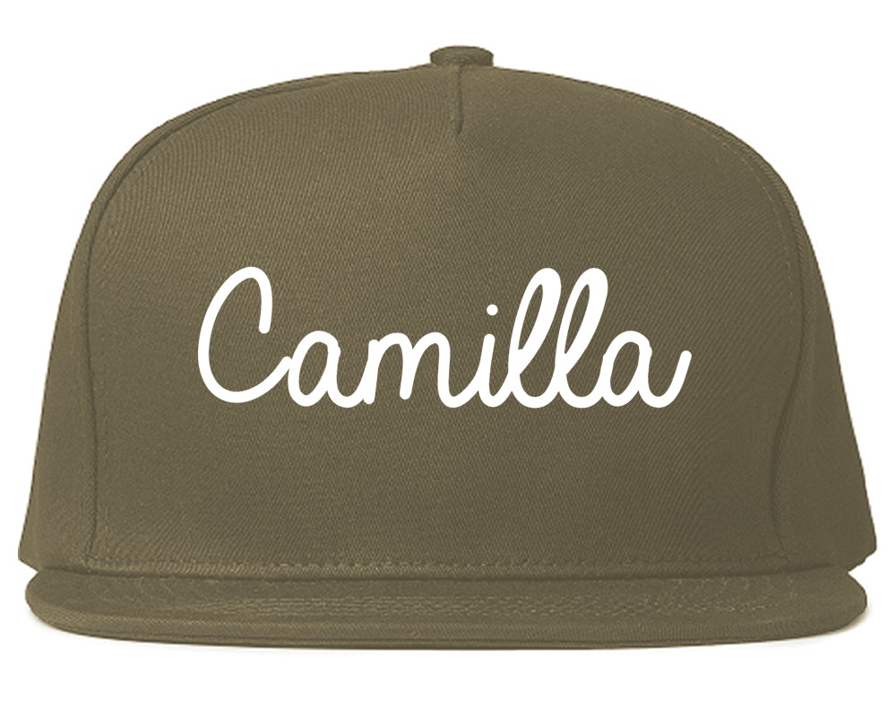 Camilla Georgia GA Script Mens Snapback Hat Grey