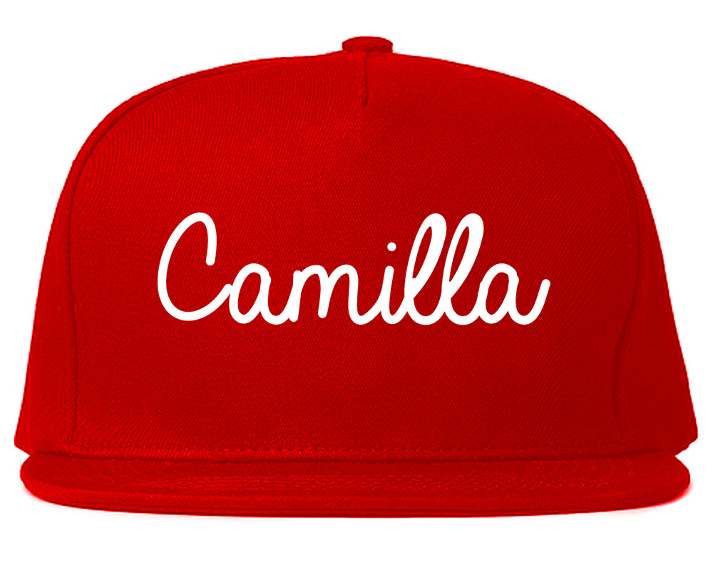 Camilla Georgia GA Script Mens Snapback Hat Red