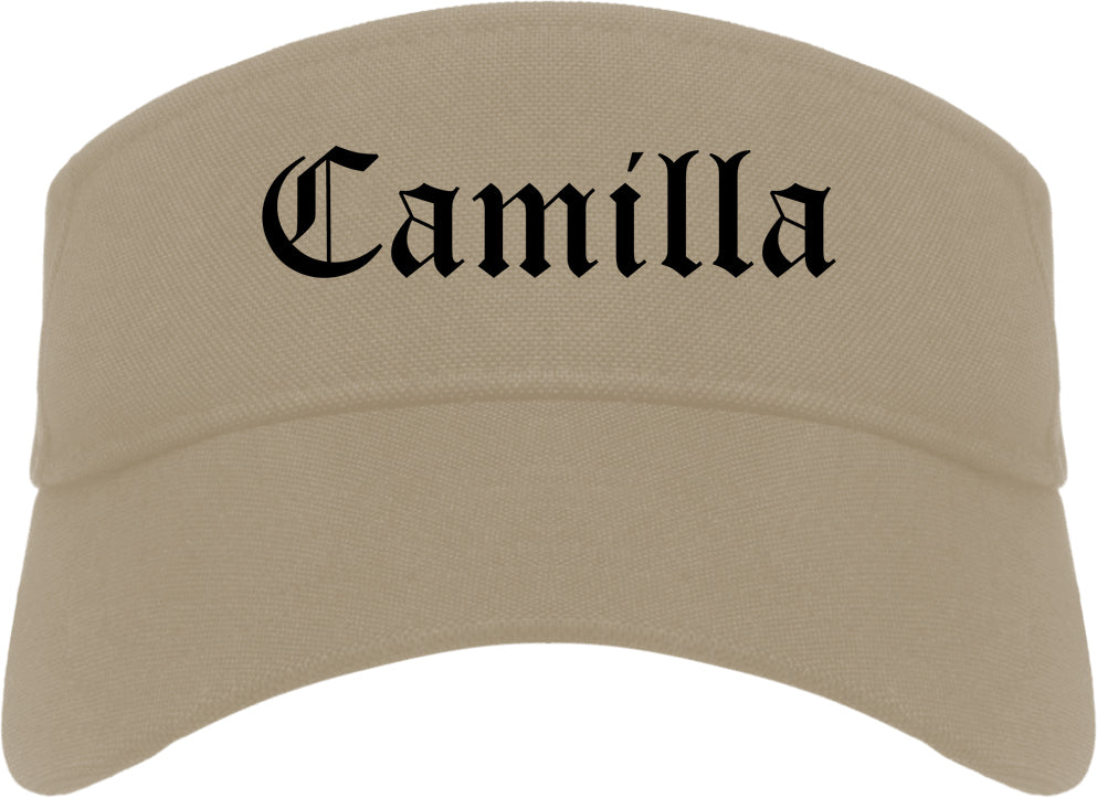Camilla Georgia GA Old English Mens Visor Cap Hat Khaki