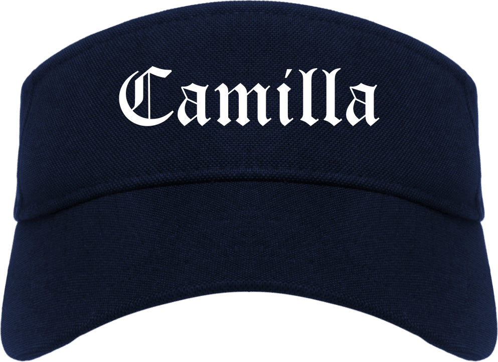 Camilla Georgia GA Old English Mens Visor Cap Hat Navy Blue