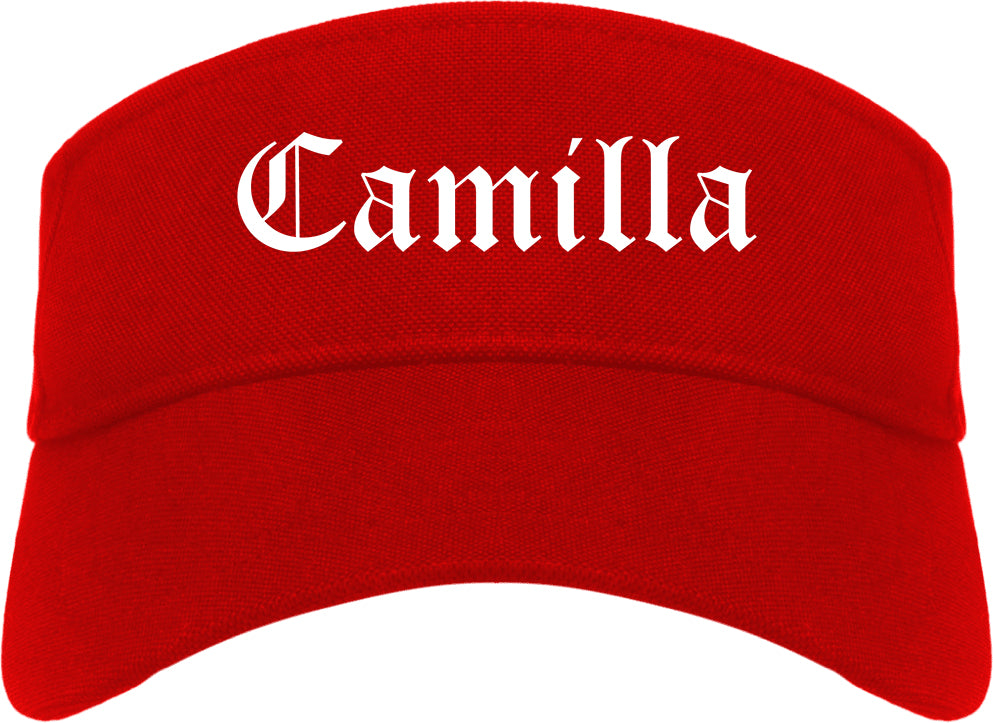 Camilla Georgia GA Old English Mens Visor Cap Hat Red
