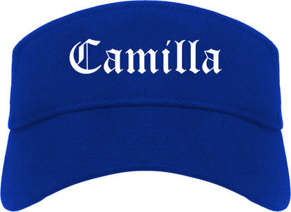 Camilla Georgia GA Old English Mens Visor Cap Hat Royal Blue