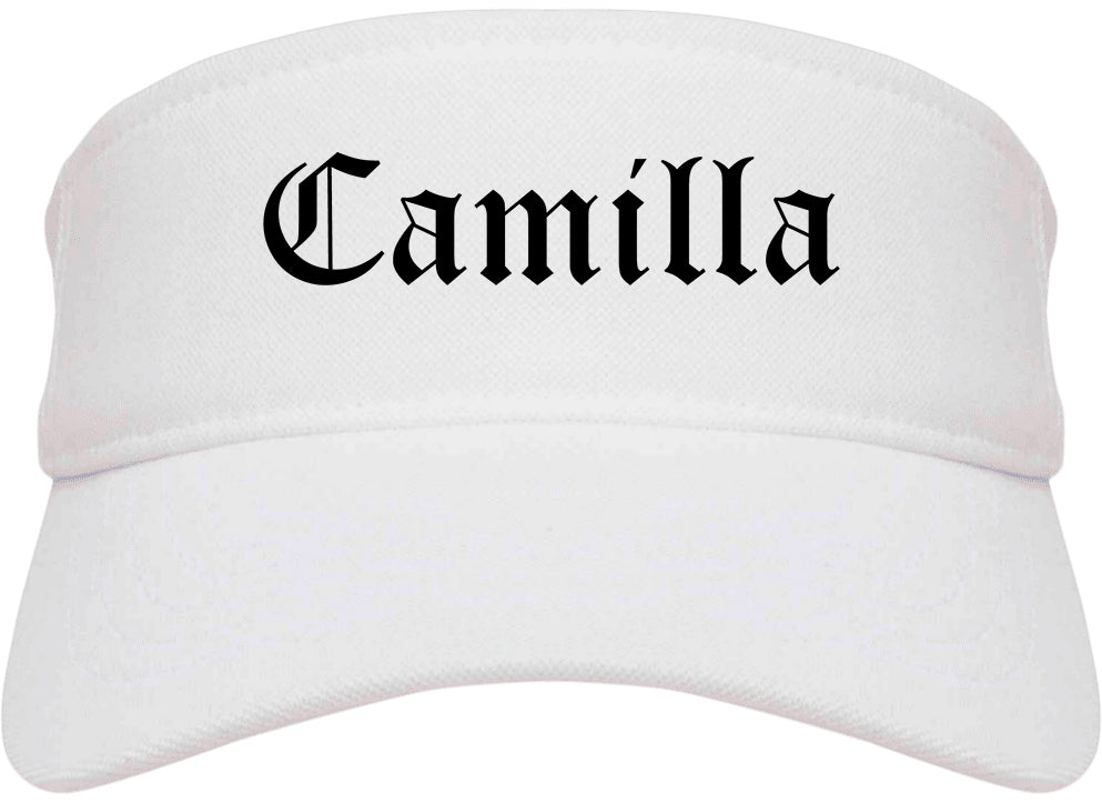 Camilla Georgia GA Old English Mens Visor Cap Hat White