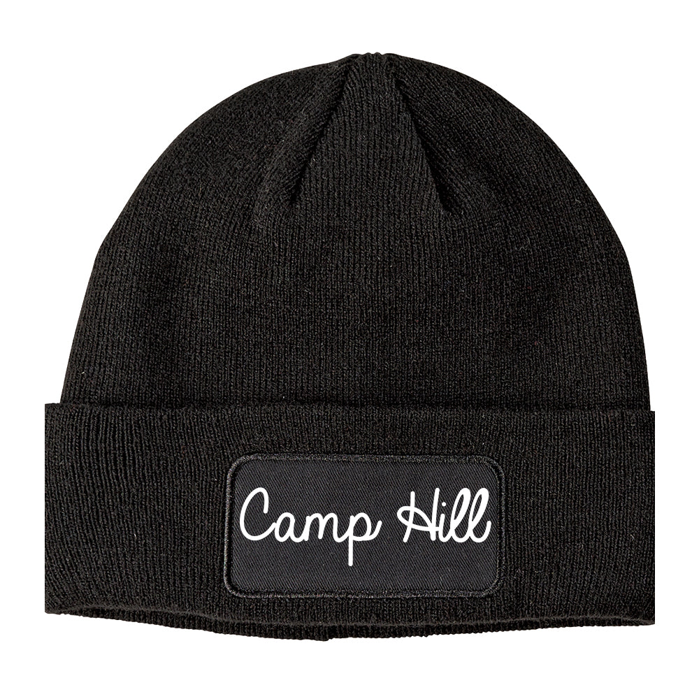 Camp Hill Pennsylvania PA Script Mens Knit Beanie Hat Cap Black