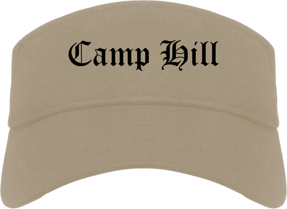 Camp Hill Pennsylvania PA Old English Mens Visor Cap Hat Khaki