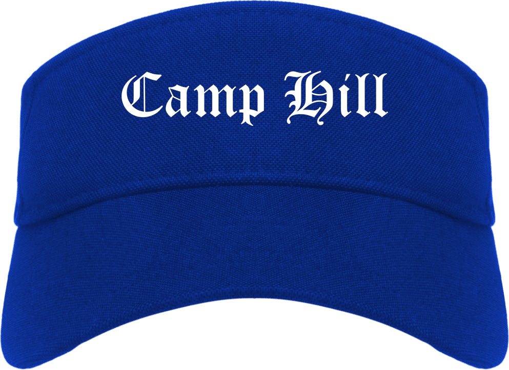 Camp Hill Pennsylvania PA Old English Mens Visor Cap Hat Royal Blue